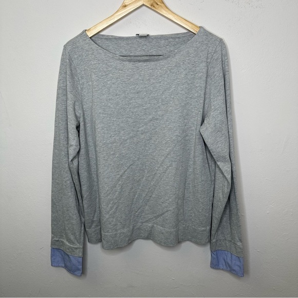 J.Crew PinStripe Hem Layered SweatShirt Women Gray Size Large - Picture 4 of 8